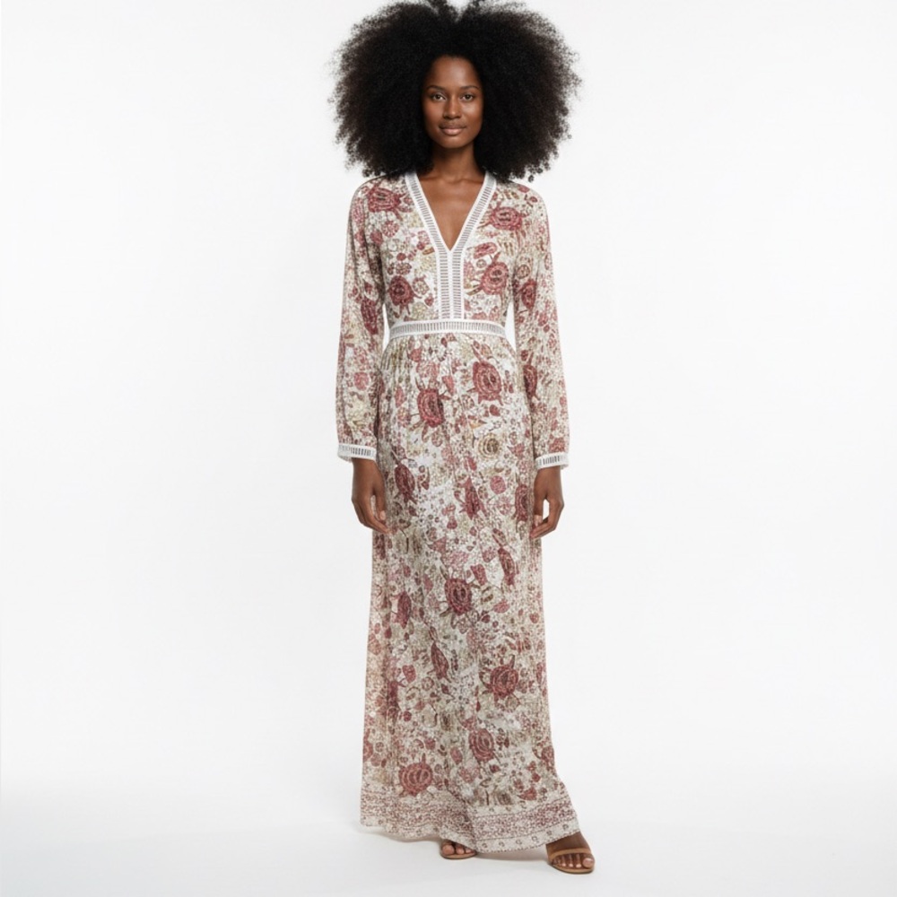 Chic Long Sleeve Floral Maxi Dress by Lucca